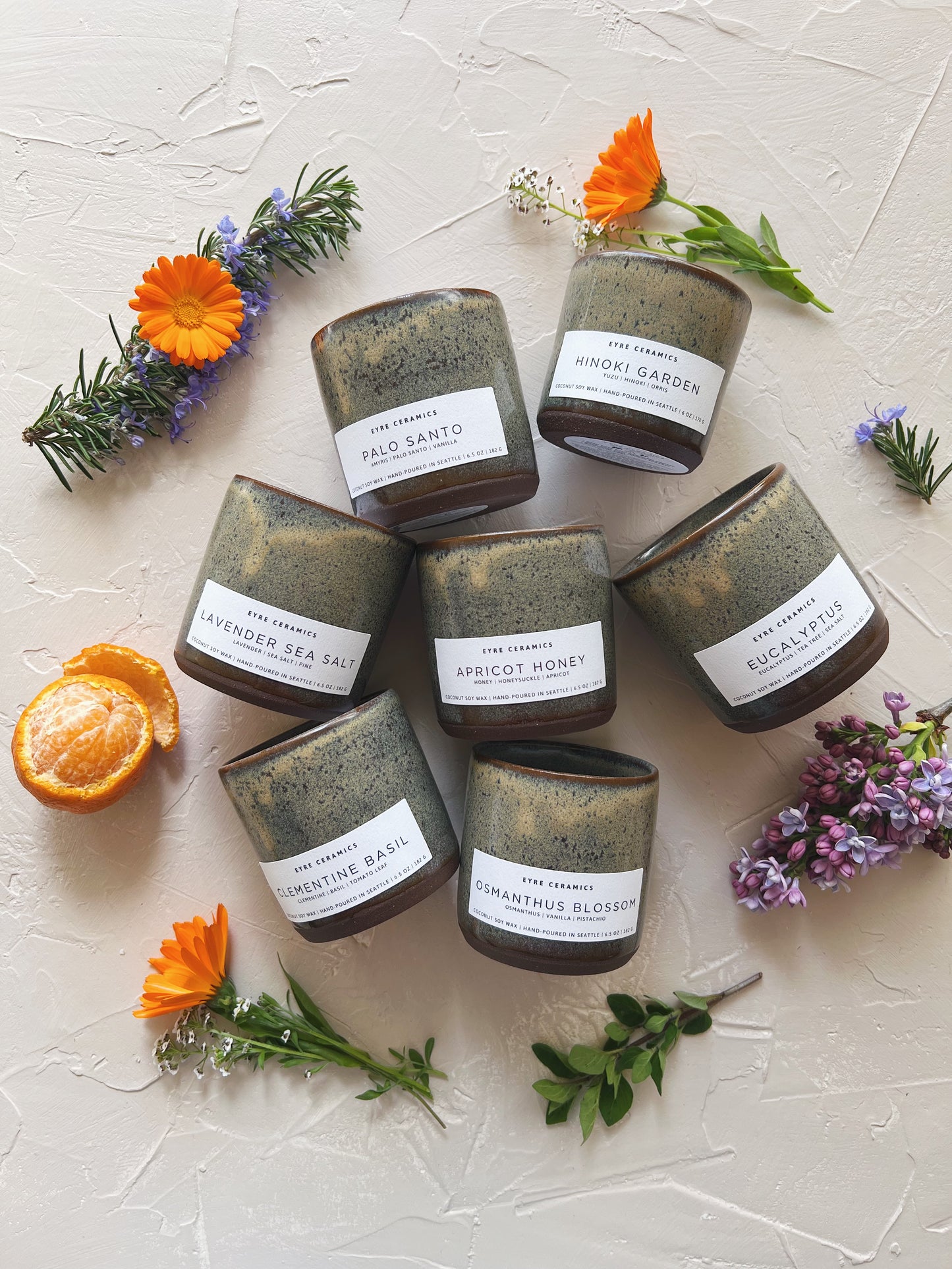 Clementine Basil Ceramic Candle