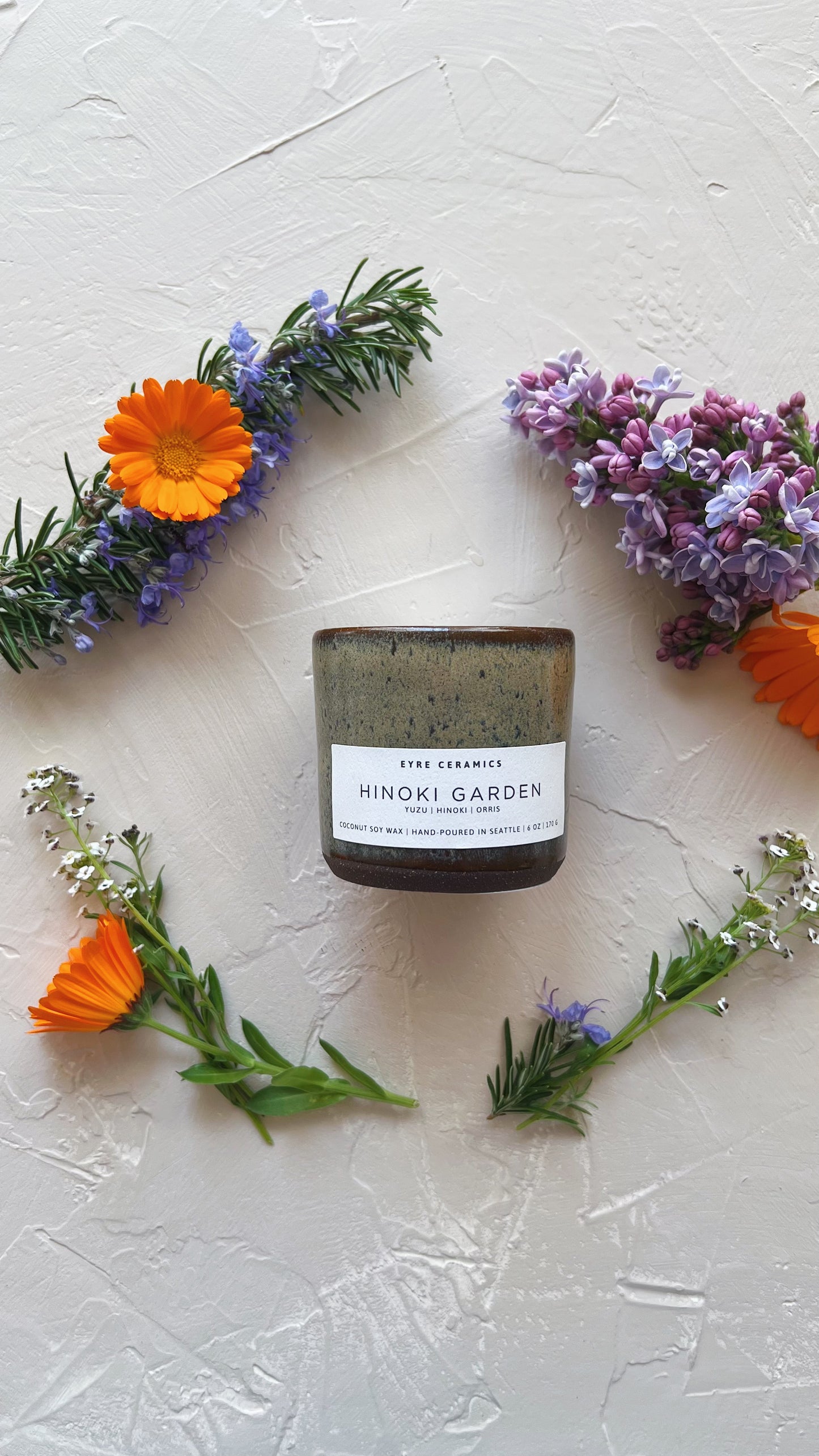 Hinoki Garden Ceramic Candle