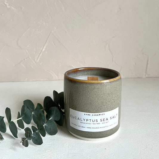 Eucalyptus Sea Salt Ceramic Candle