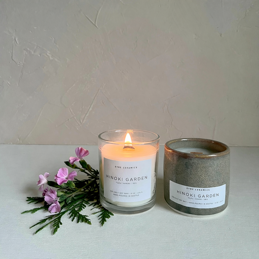 Hinoki Garden Ceramic Candle